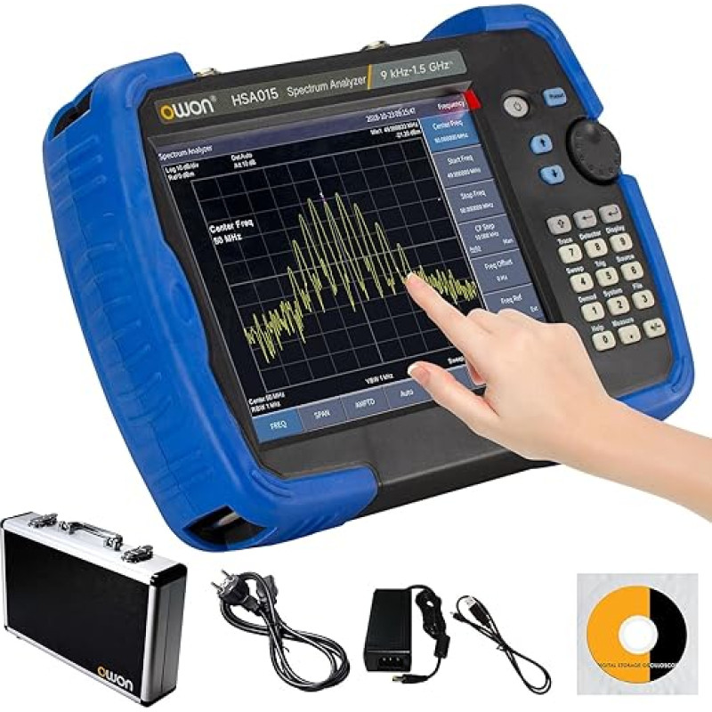 OWON HSA015-TG Handheld Spectrum Analyzer with Tracking Generator, Portable Spectrum Analyzer, Handheld Frequency Analyzer, Frequency Range from 9 kHz to 1.5 GHz, 8 Inch IPS Touchscreen Display