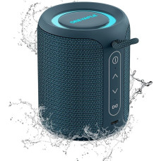 Deeyaple Bluetooth Speaker Small Portable Music Box 5.3 IPX7 Waterproof Wireless Stereo Pairing Hands-Free RGB Light for Outdoor Camping Garden Party Travel 50% Volume 12H Playback Blue