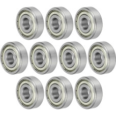 A ABSOPRO Pakuotė iš 10 6200z Deep Groove Ball Bearings P6 10 x 30 x 9 mm Rutuliniai guoliai Tepaliniai guoliai Metalinė sagtis Sidabrinis tonas Motorolerio riedlentės rato elemento pakeitimas