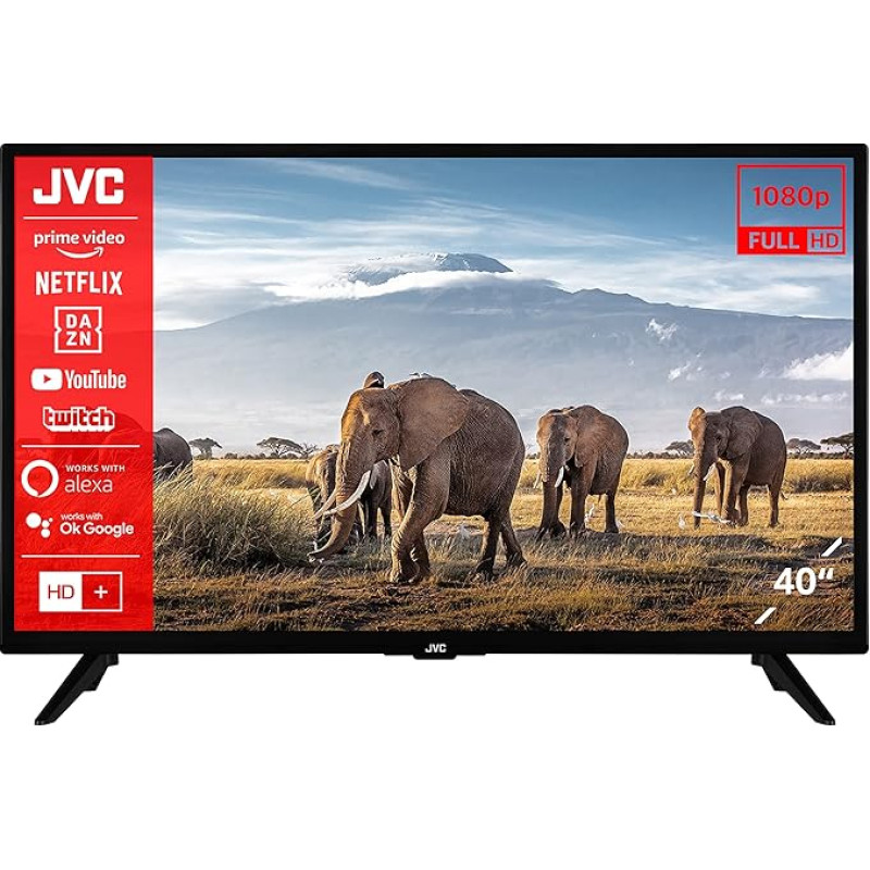 JVC LT-40VF3056 40 Inch TV/Smart TV (Full HD, HDR, Triple Tuner) - Includes 6 Months HD+ [2023], Black