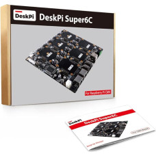 GeeekPi DeskPi Super6C Raspberry Pi CM4 / CM5 klasterio mini ITX plokštė, Raspberry Pi skaičiavimo modulis 5 Mini ITX klasterio plokštė, 6 vnt., palaiko Raspberry Pi CM4 / CM5, pridedamas 89 W maitinimo šaltinis