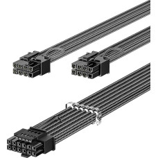 Fasgear PCIe 5.0 Power Cable 70 cm-16pin (12+4) 12VHPWR Connection for RTX 3090ti/4070ti/4070/4080/4090 to 2x8pin (4+4) PCI-e Connector GPU Sleeved Cord for Corsair/Great Wall/Thermal-Take Modular