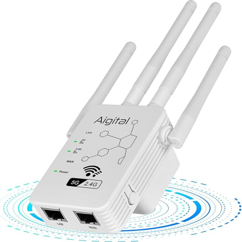 WLAN kartotuvas, 1200 Mbps WLAN stiprintuvas (867 MBit/s 5GHz + 300 MBit/s 2,4 GHz) su Ethernet, interneto stiprintuvas, suderinamas su visais WLAN įrenginiais, padidina WLAN veikimo spartą, vadovas vokiečių kalba