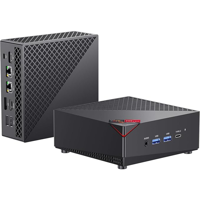 ACEMAGICIAN AM06 Pro mini kompiuteris, 16GB DDR4 512GB NVME SSD mini kompiuteris su 4K trigubu ekranu | Type-C | Dual Ethernet | WiFi 6 | BT 5.2