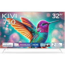 KIVI 32H750NW 32'' Frameless HD Android Smart TV; Voice Assistant; MVA Panel; Compatible with HBO, Disney+, Netflix