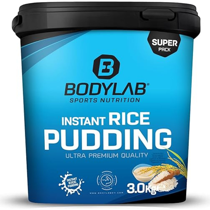 Bodylab24 Instant Rice Pudding 3 kg, Made from 100% Rice Flour, No Other Additives, Quick and Delicious Carbohydrate Supply in Mass Building or Before Training, Tasteless