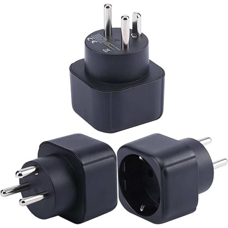 Europe to Denmark/Greenland Plug Adapter, EU Schuko Plug Fit to Danish/Greenlandic Socket, Europe/Germany/French Type C/E/F Plug to Type K Travel Plug Converter (Pack of 3)