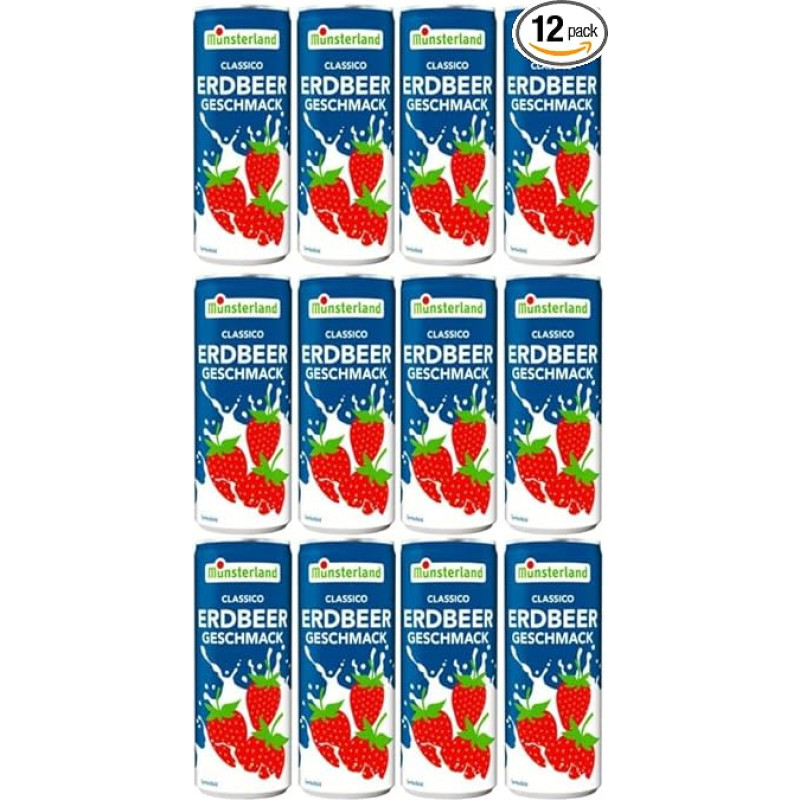 Onlineshop Münsterland Classico Strawberry Drink 0.25 L Includes Disposable Storage and Space Biscuit Free 45 g Pack of 12 Bormann