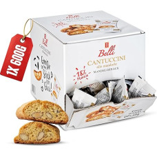 Belli Cantuccini alle mandorle (1 x 600 g), 60 x sausainių dėžutėje, pyragaičiai su migdolais iš Italijos, atskirai supakuoti sausainiai praktiškoje dėžutėje