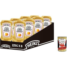 Heinz Salsa Curry Mango Top Down, idealiai tinka vištienai ir lašišai, išspaudžiamas buteliukas, padažo buteliukas 8 x 225 g + Italian Gourmet Polpa 400 g