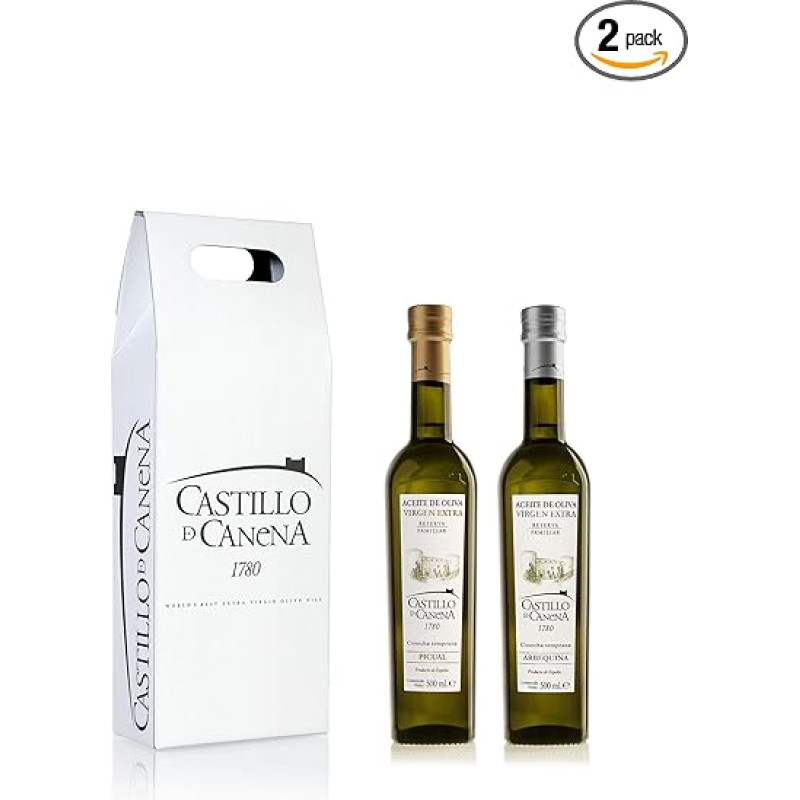 CASTILLO DE CANENA - Šeimos rezervas (Reserva Familiar) pakuotė - kartoninė pakuotė 2 buteliai po 500 ml (Picual ir Arbequina veislės)