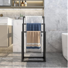 Laisvai pastatomas rankšluosčių laikiklis, rankšluosčių laikiklis, rankšluosčių kopėčios su 3 rankšluosčių laikikliais, namų apstatymo reikmenys, miegamojo reikmenys, juodas