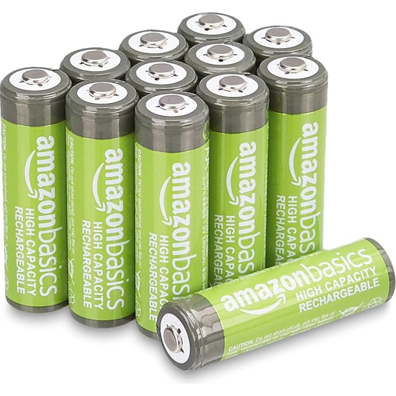 Amazon Basics 12 x High Capacity AA Batteries Rechargeable 2400mAh NiMh Pre-charged