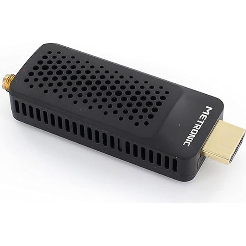 Metronic 441625 Tuner Receiver DVB-T DVB-T, Supports DVB-T2 Dongle Stick Compact, HEVC, EPG, Full HD 1080p, HDMI, USB 2.0, SOS Button, Multi-Repeater Reception