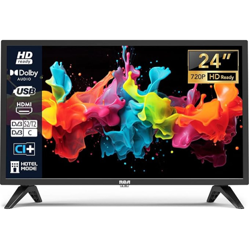 RCA televizorius 24 colių (60 cm) televizorius HD Ready Trigubas imtuvas (DVB-T/T2-C-S/S2) USB medijos grotuvas HDMI CI/CI+ Viešbučio režimas (2024)