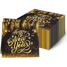 Happy New Year Train Napkin New Year Party Decorations Cheers on 2023 New Year's Eve Paper Napkins New Years Dinner Towels for Winter Home Party Decor Dinnerware Supplies