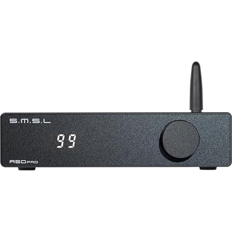 S.M.S.L A50 PRO HiFi Power Amplifier, High/Low Pass Filter 2.1 Channel, Infineon's MA12070P Chip, Bluetooth 5.0/USB/HDMI/AUX Input, Passive Subwoofer with Adjustable Volume (A50 PRO)