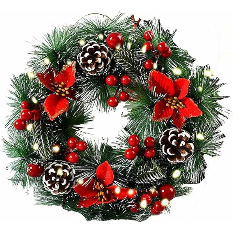 Kalėdinis vainikas Durų vainikas Kalėdų daugkartinio naudojimo dirbtinis vainikas Įėjimo durų apdaila Eglės vainikas Baubliai Gėlės langų durims Židinys Sienų dekoras