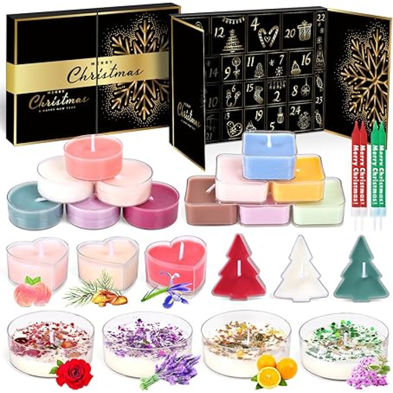 iZoeL Advento kalendorius Žvakės Advento kalendorius 2024 Moterys Merginos Kvapiosios žvakės Žvakių kalendorius 24 dienų atgalinis skaičiavimas Kalėdų žvakė Dovana mamai, žmonai, seseriai, draugei