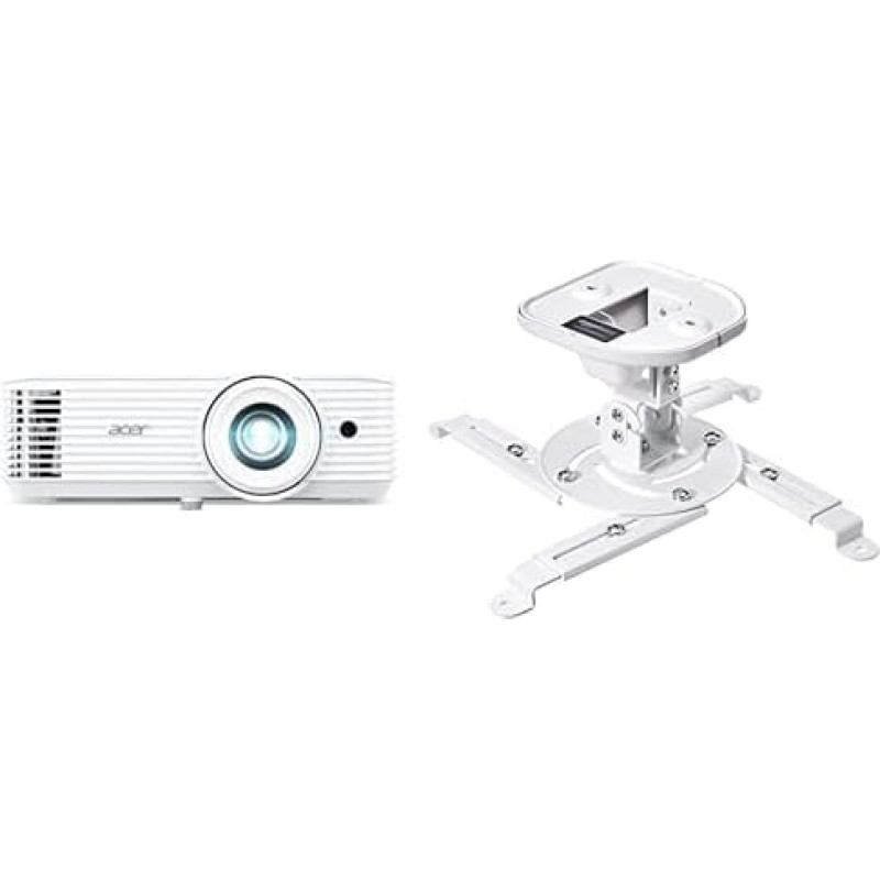 Acer H6546Ki DLP Projector (1080p Full HD (1920 x 1080 pixels) 5200 ANSI Lumens & Amazon Basics - Tilting Projector Mount for Ceiling/Wall, Load 15 kg, White
