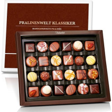 Pralinenbote Genussmanufaktur – Pralinenwelt Classic with 24 Handmade Chocolates of German Chocolatiers, the Exclusive Chocolate Gift