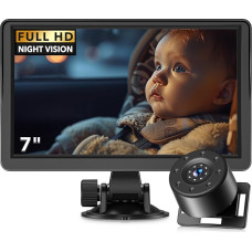 7 inch Baby Car Camera, 1080p IR Night Vision Baby Car Mirror with 178° Wide Angle - HD IPS Display Rear Facing Monitor, Safe Driving for New Parents, Infants, Kids & Toddlers