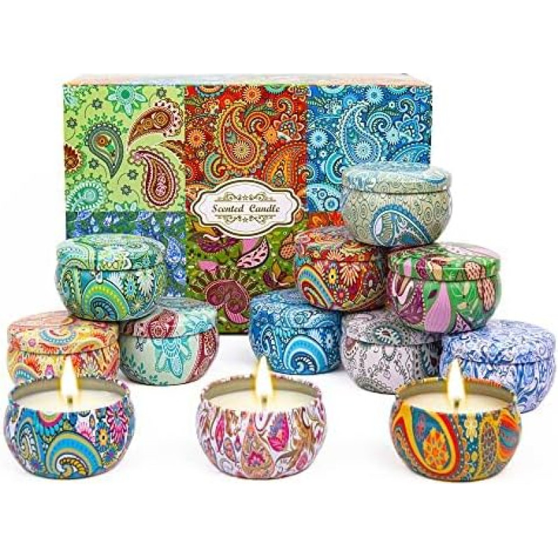 12 kvapiųjų žvakių pakuotė, dovanų rinkinys moterims, natūralaus sojų vaško žvakių dovanų rinkinys Kalėdoms, Valentino dienai, jubiliejui, Motinos dienai