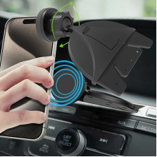 pluX CD-Schlitz-Handyhalterung, CD-Handyhalterung für Auto, One Touch 360° Drehung für verstellbare Stützfüße, suderinamas su iPhone 15, 14, 13, 12, 11/XS/XR/X/8/7/6, Samsung 20, 10, 9, Sony, Huawei