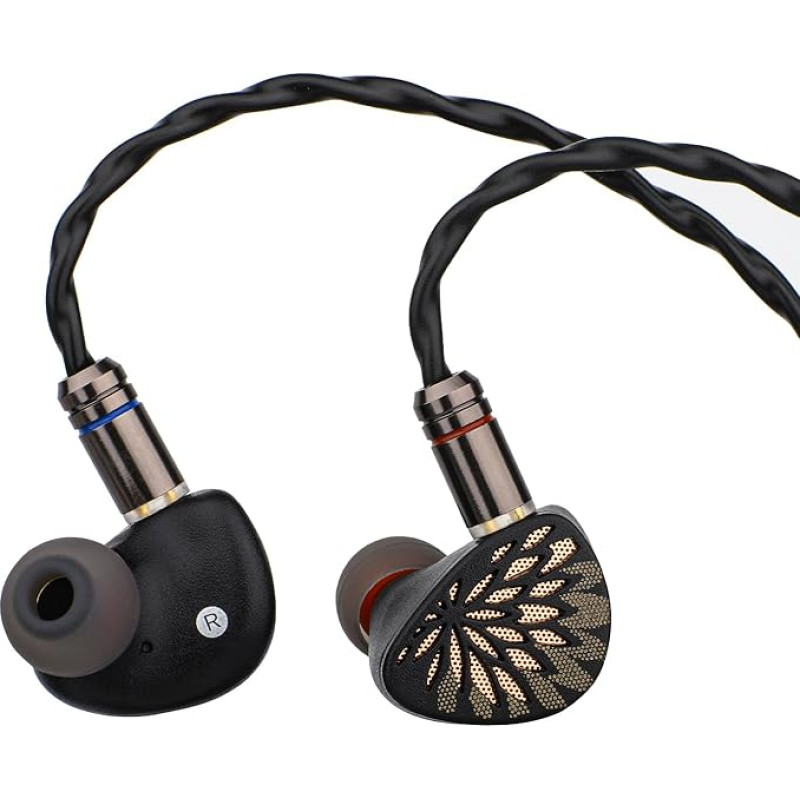 LINSOUL TANGZU YuXuanJi In-Ear Monitor, 10 mm TPLX dinaminio draiverio IEM ausinės, laidiniai ausų kištukai su nuimamu kabeliu muzikantams audiofilams (3,5 mm, juodos spalvos)