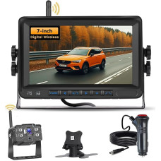 Hikity Wireless Digital Reversing Camera Set 1080P Car Camera Set with 7 Inch Monitor Wireless Parking Aid with IP68 Waterproof Night Vision Wireless Reversing Camera for