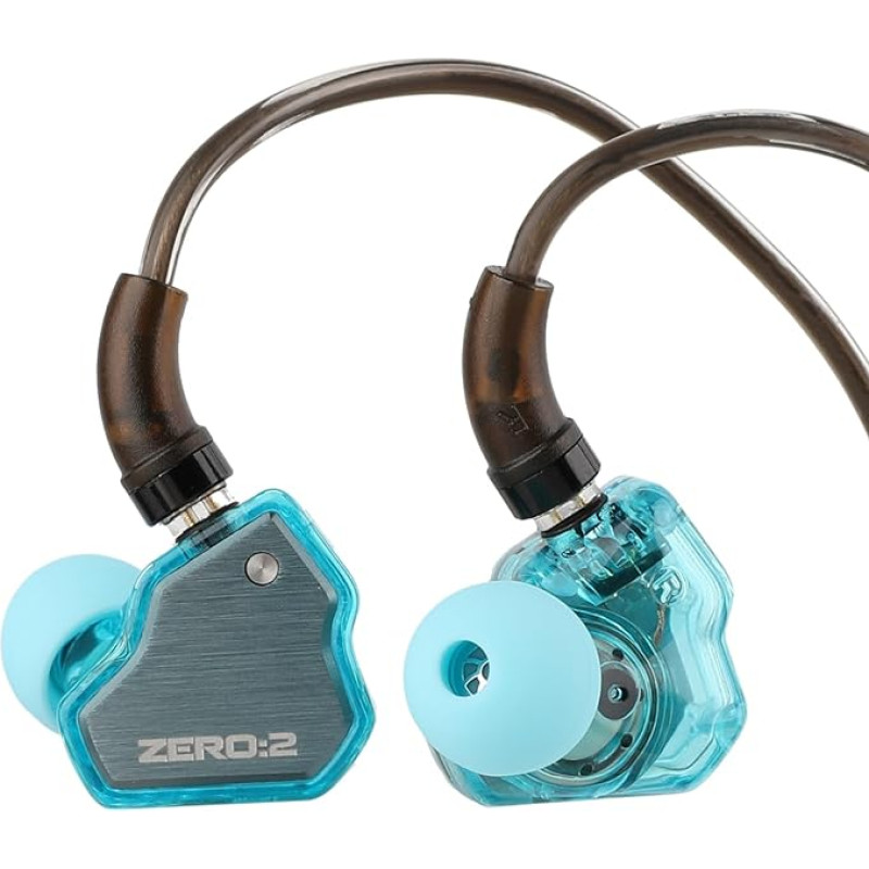 LINSOUL 7Hz x Crinacle Zero:2 In-Ear Monitor, atnaujintas 10 mm IEM su dinaminiu garsiakalbiu, laidinės ausinės, žaidimų ausinės, OFC IEM kabelis su mikrofonu muzikantams (su mikrofonu, mėlynos spalvos)