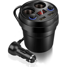 Lazmin Cup Dual USB Car Charger, Fast Car Charger, Wire, Multifunction Cigarette Lighter for Phone and Tablet PC, Compatible with Many Types of Mobile Phones