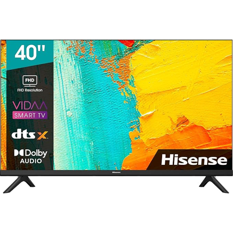 Hisense 40A4EG 101 cm (40 Inch) TV Full HD Smart TV, Triple Tuner DVB-T2 / T/C / S2 / S, Works with Alexa, WiFi, Game, Hotel Mode, Black [2022], Operating System VIDAA U