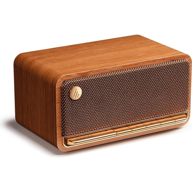 Edifier MP230 - Portable Bluetooth Speaker in Retro Design, Wireless Playback via Bluetooth, AUX and Micro SD Card | Brown Wood