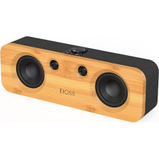 DOSS SoundBox Speaker with 50 W Powerful Sound, Booming Bass, Dual DSP Technologies, 20H Playtime, Classic Design with Sustainable Materials, 2.1 Sound Channel Home Speaker for Indoor and Outdoor Use