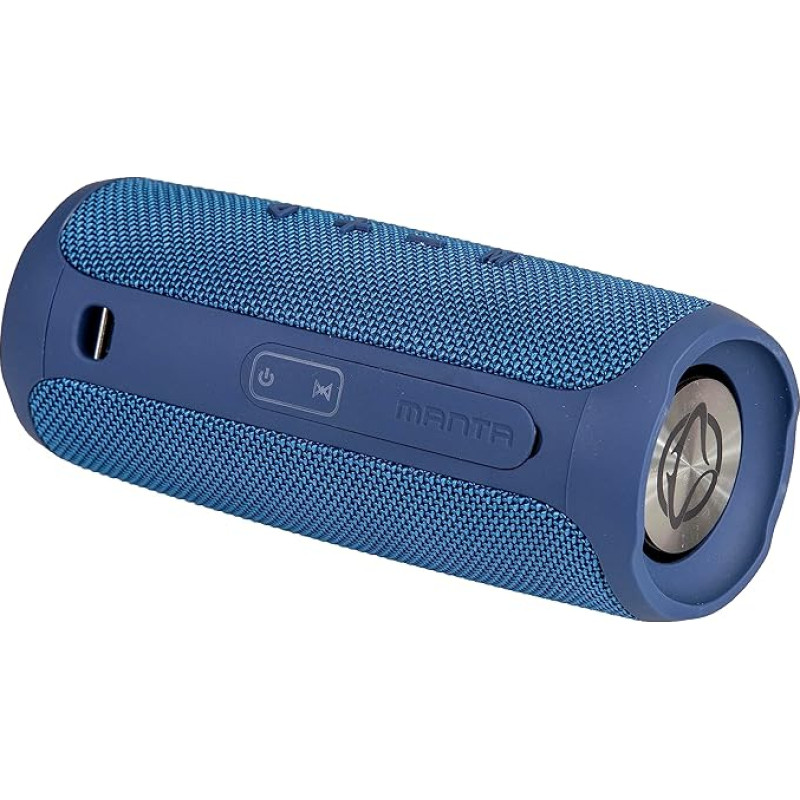 Manta Portable Bluetooth Speaker 2 x 5 W - IPX4 Waterproof - Boombox FM/USB/Micro SD Card/AUX-in - Hands-Free Kit - Super Bass - Blue - SPK130GO-BL