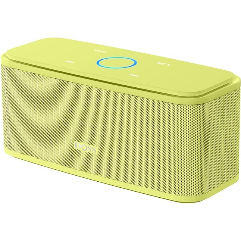 DOSS Bluetooth Speaker, SoundBox Music Box with Bluetooth 5.0, Full Range Driver, 20H Playtime, Touch Control, IPX5 Waterproof, Bluetooth Box for Mobile Phone, Home, Garden, Travel - Yellow