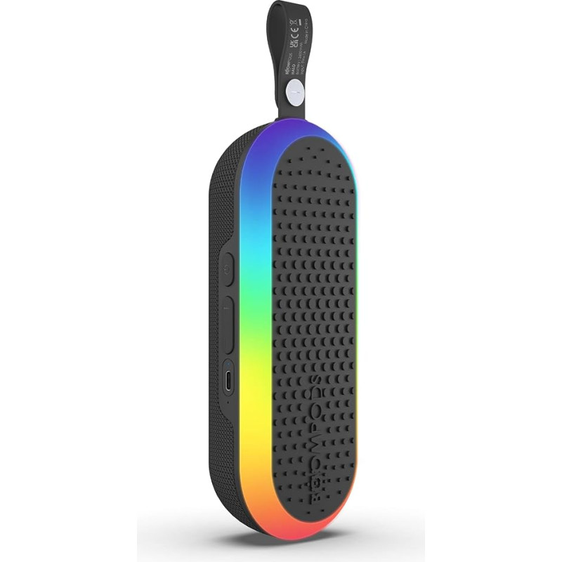 Boompods HALO - Small Portable Bluetooth Speaker with Lights - Loud Wireless Outdoor Travel & Party Speakers, Perfect for Shower/Bathroom with IPX6 Waterproof, 5 Hours Playtime