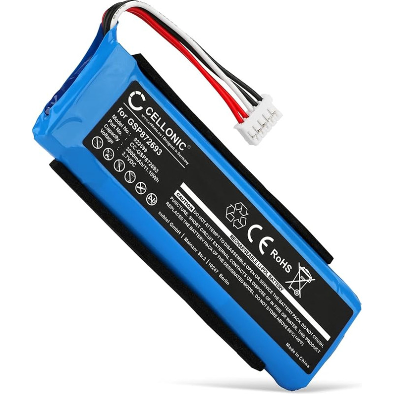 CELLONIC® Replacement Battery GSP872693, P763098 03 for JBL Flip 3 Speaker Music Box Battery 3000 mAh Soundbox Battery