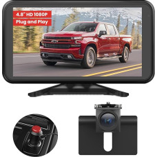 AUTO-VOX Car Reversing Camera: Plug & Play 4.8 Inch 1080P Reversing Camera Retrofit Stable Signal, Clear Night Vision Reversing Camera System, IP69K Reversing Cameras with 3X Zoom for Trucks, SUVs,