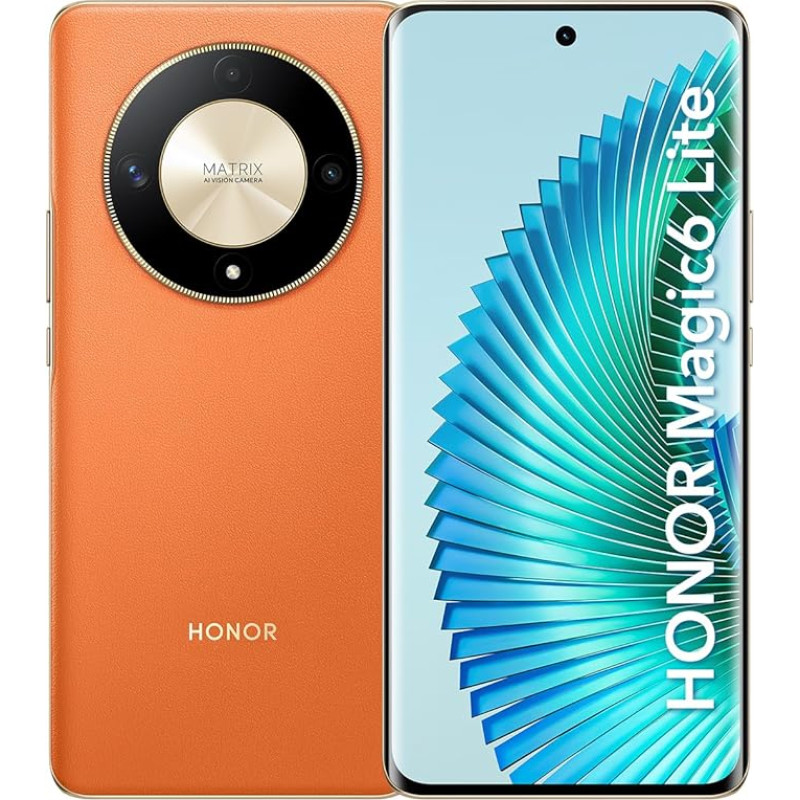 HONOR Magic6 Lite 5G išmanusis telefonas 6,78 colių AMOLED 108MP pagrindinis fotoaparatas Snapdragon 6 Gen 1 Android 13 8GB + 256GB Dual SIM Sunrise Orange