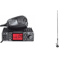 Albrecht AE6290 CB radijo imtuvas, 12629, su integruota retransliatoriaus/pertraukiklio funkcija, 12/24 V, VOX, RJ-45 vakarinis kištukas ir T-27, CB radijo antena, 60 cm ilgio, 1/4 Lambda, 4 m ilgio laidas, juoda (juoda)