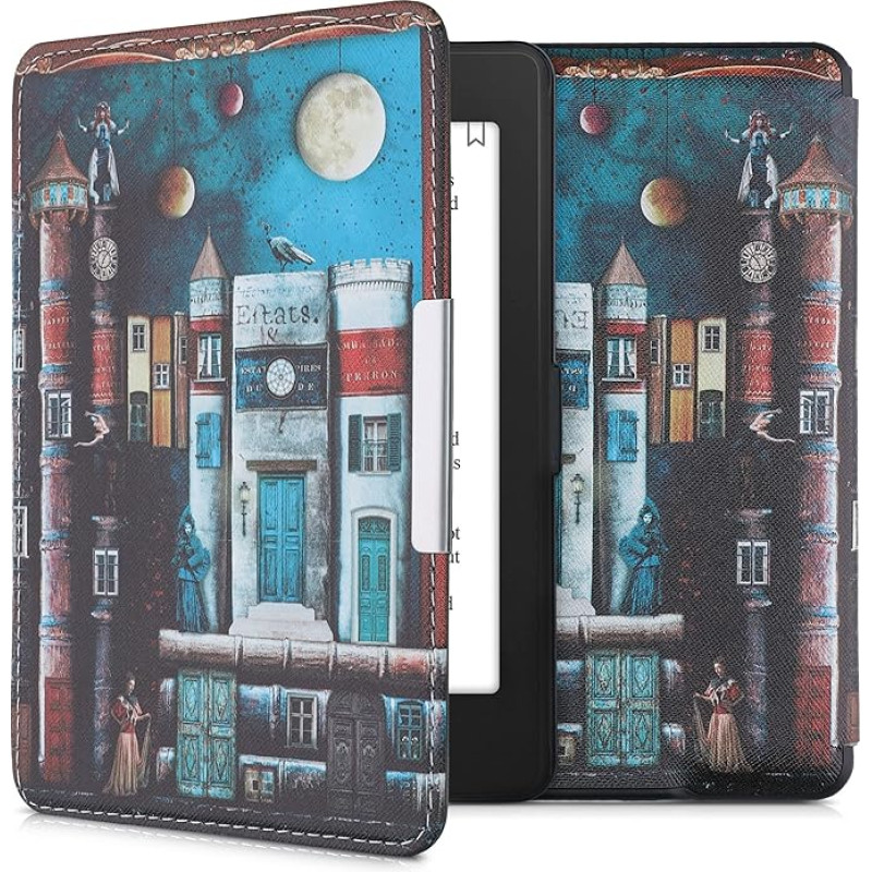 kwmobile Flip Case Compatible with Amazon Kindle Paperwhite - Case eReader (for Models up to 2017) - Book City Multicoloured
