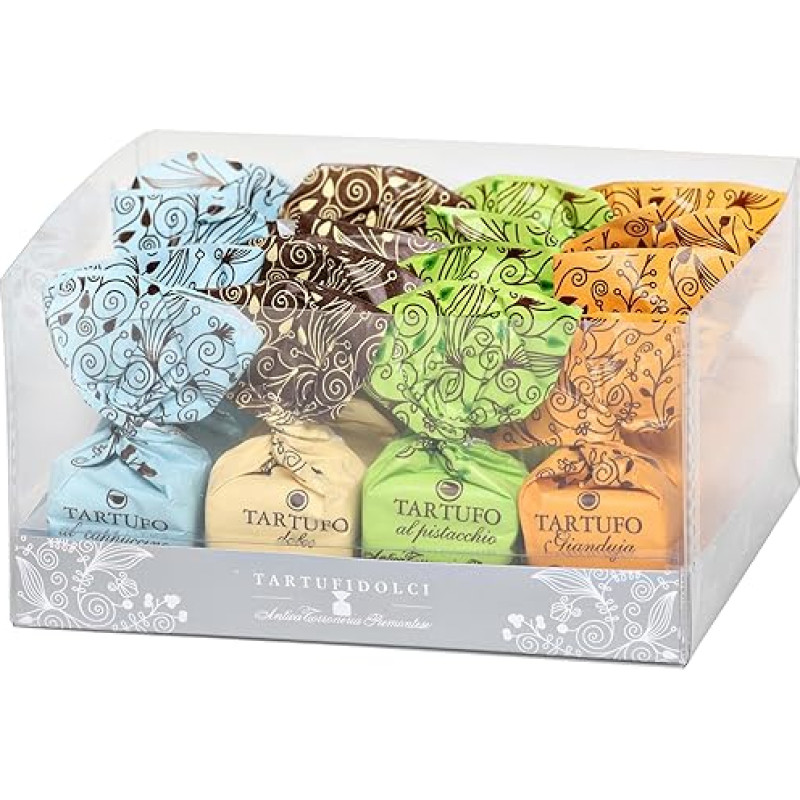 Deliano šokoladiniai triufeliai iš Italijos Tartufi Dolci Mišrių saldžiųjų triufelių dėžutė Antica Torroneria Šokoladinių triufelių mišrus rinkinys, 16 vnt., 220 g