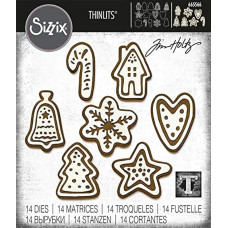 Sizzix Thinlits Cutting Dies 14PK Christmas Cookies by Tim Holtz, 665566, įvairiaspalvis, vienas dydis