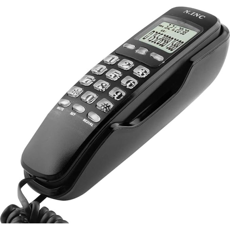 Eboxer -Wand Telefon eingehende Anrufer ID LCD Display Festnetz-Telefon mit Anrufbeantworter für Home Office Hotel(schwarz)