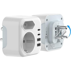 Kelioninis adapteris Indija Adapteris Universalus Indijos Vokietijos kištukas Sulankstomas kištukas su 2 USB (12 W) ir 2 C tipo kištukais (15 W), 1 