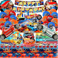 Hot-whel Birthday Balloons, Hot-whel Birthday Party Tableware, Hot Whel Party Tableware, Children's Birthday Boy, Background, Birthday Includes Plates, Tablecloth, Napkins and Banner Decoration