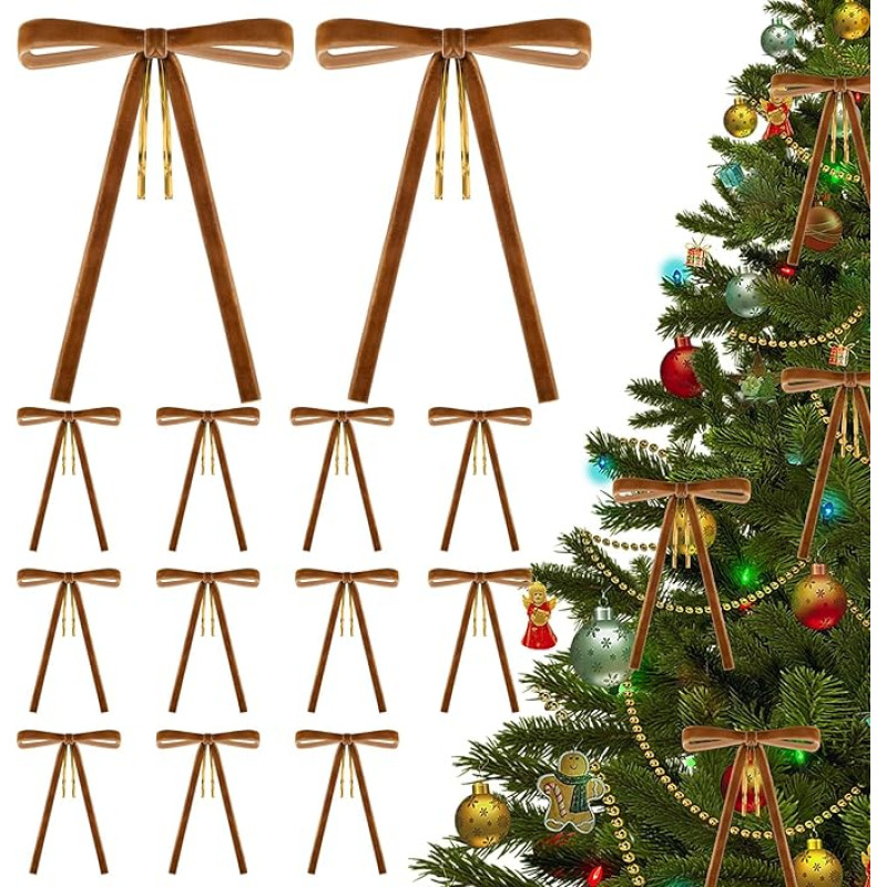 GIONAR 36 vienetų Velvet Kalėdų vainikas lankas - Kalėdų eglutė lankas - derliaus Velvet juostelės lankai kaimiškas amatų dovanų lankai vidaus lauko vainikai girliandos atostogų