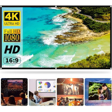 Projector Screen, 60/72/84 Inch 16:9 HD Foldable Screen, No Wrinkle Portable Bag Projection Screen Support Projection Wall Mounting for Home Cinema and Outdoor Cinema (84 Inch)